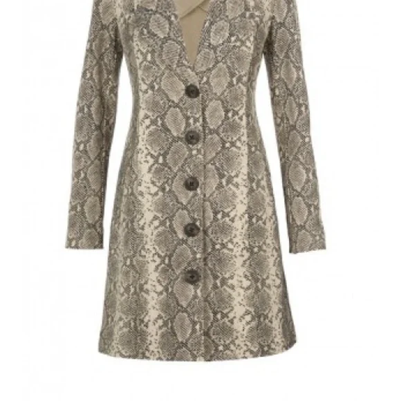 CAbi Brown and Black Trench Coat with Snakeskin Pattern - Picture 7 of 9